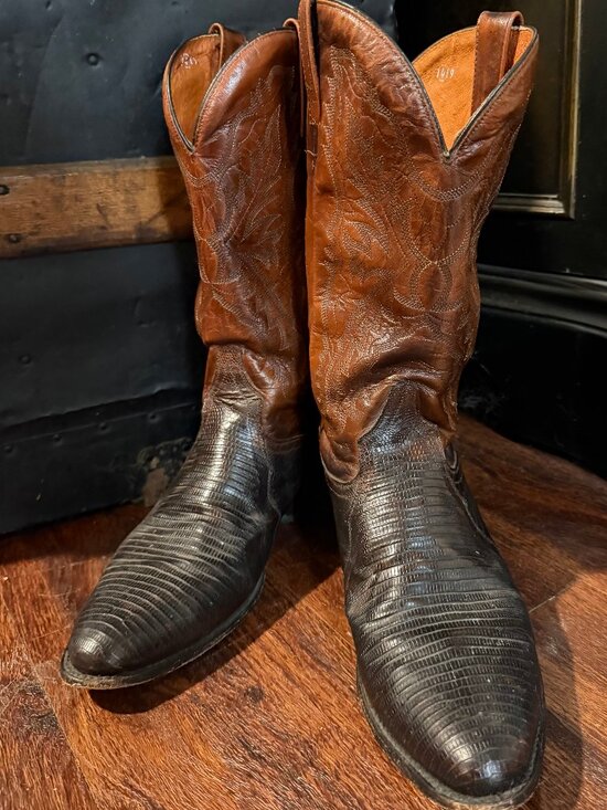 Dan Post Other - Dan Post Vintage Teju Lizard Western Cowboy Boots Brown Men 9.5 D